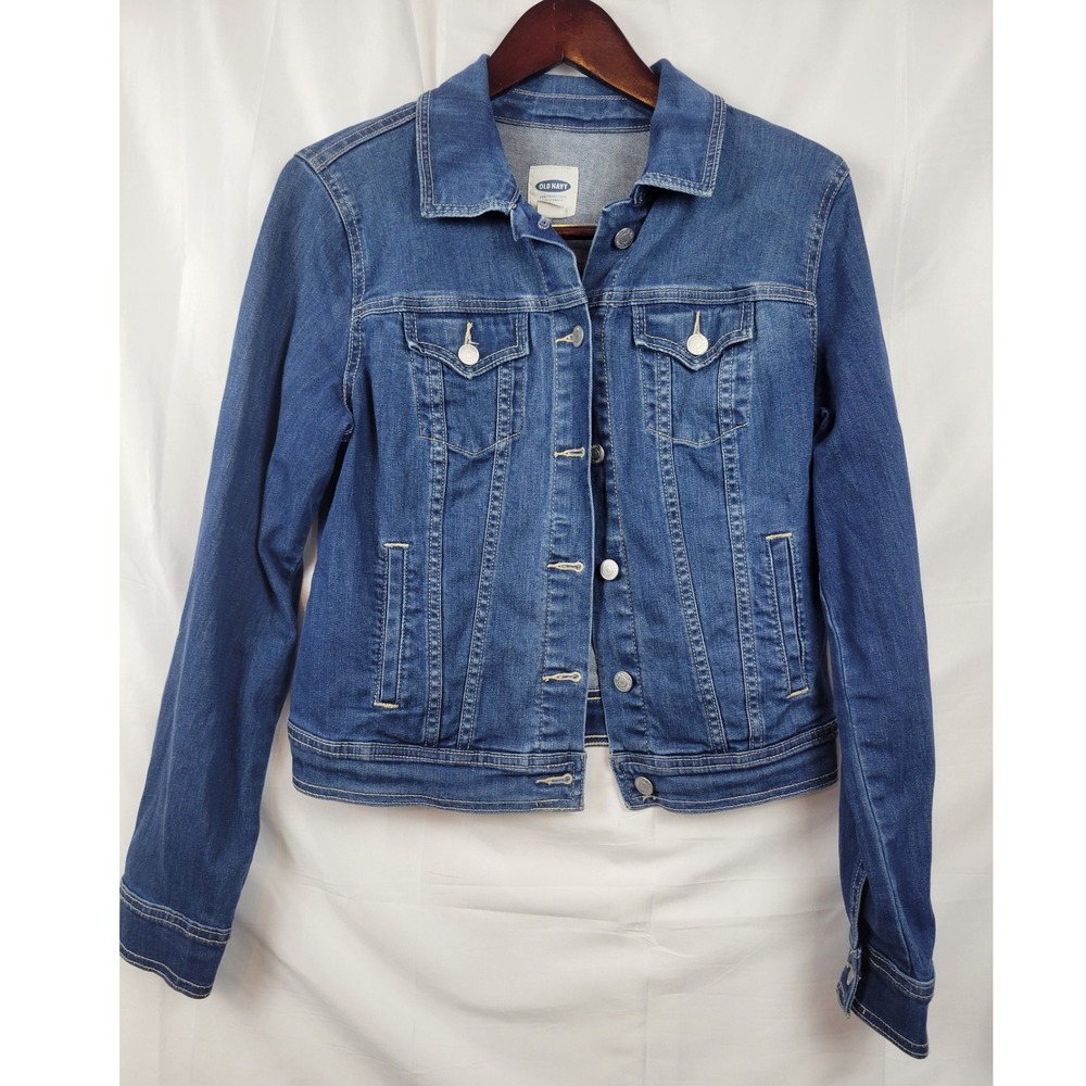 Old Navy Women's Denim Jacket Medium Blue Jean Jacket Classic Casual - Picture 2 of 8